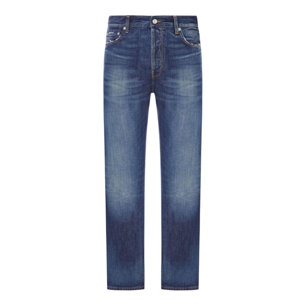 Haikure Men Straight Leg Washed Denim Jeans With Pockets